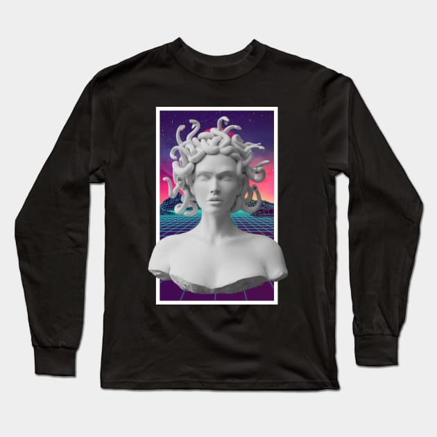 Aesthetic Vaporwave Statue - Medusa v2 Long Sleeve T-Shirt by MisterNightmare